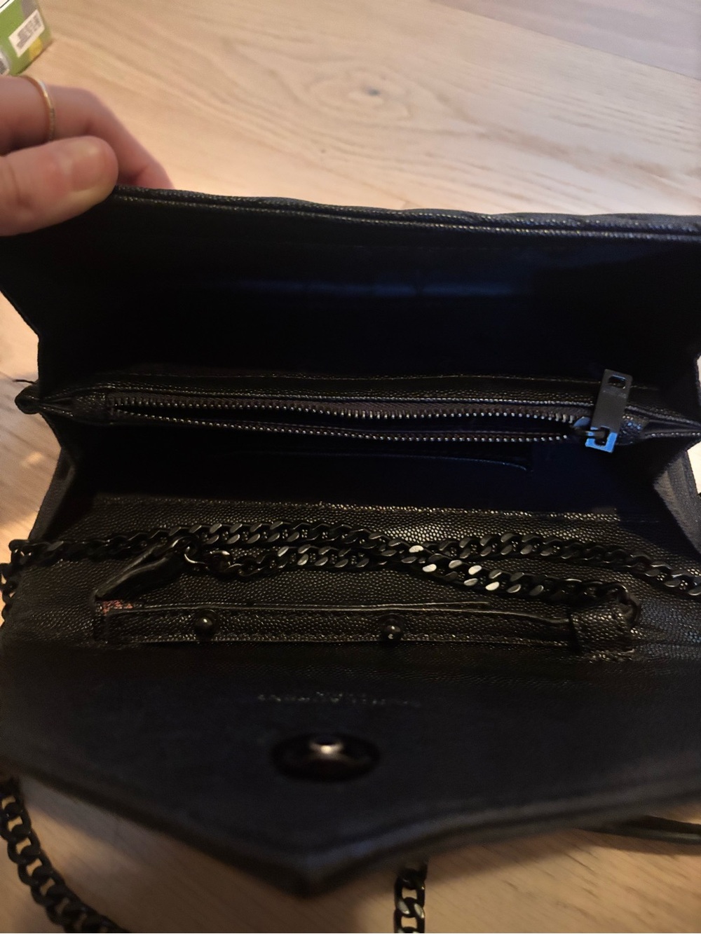 Saint Laurent Black Chevron Leather Chain Crossbody - Picture 3 of 3